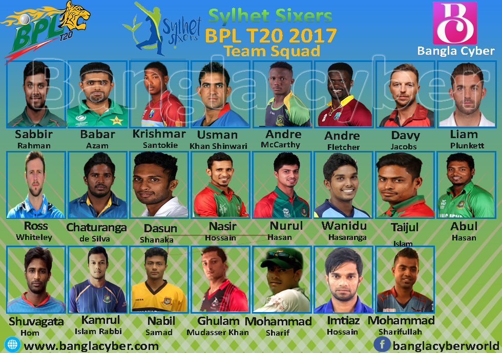 bpl 2017 Sylhet Sixers Team spuad list
